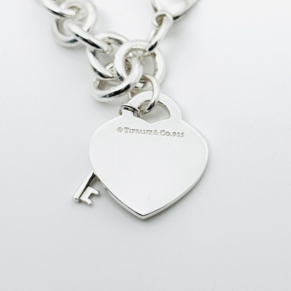 Please Return to Tiffany Heart Tag Charm Key Bracelet Medium 7.5" - Picture 3 of 5